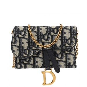 Christian Dior Oblique Nano Saddle Chain Pouch Bl… - image 1